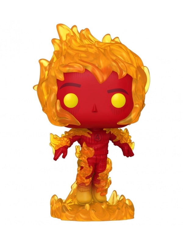 Flame-themed figurine with red face and yellow flames on a white background
