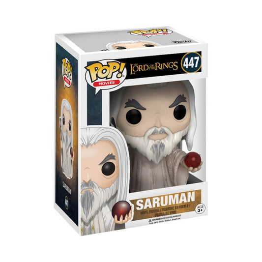 Funko Pop! vinyl figure packaging of Saruman from The Lord of the Rings with box design.