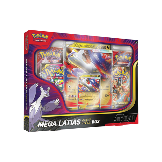 Pokémon Mega Latias ex Box packaging on a white background