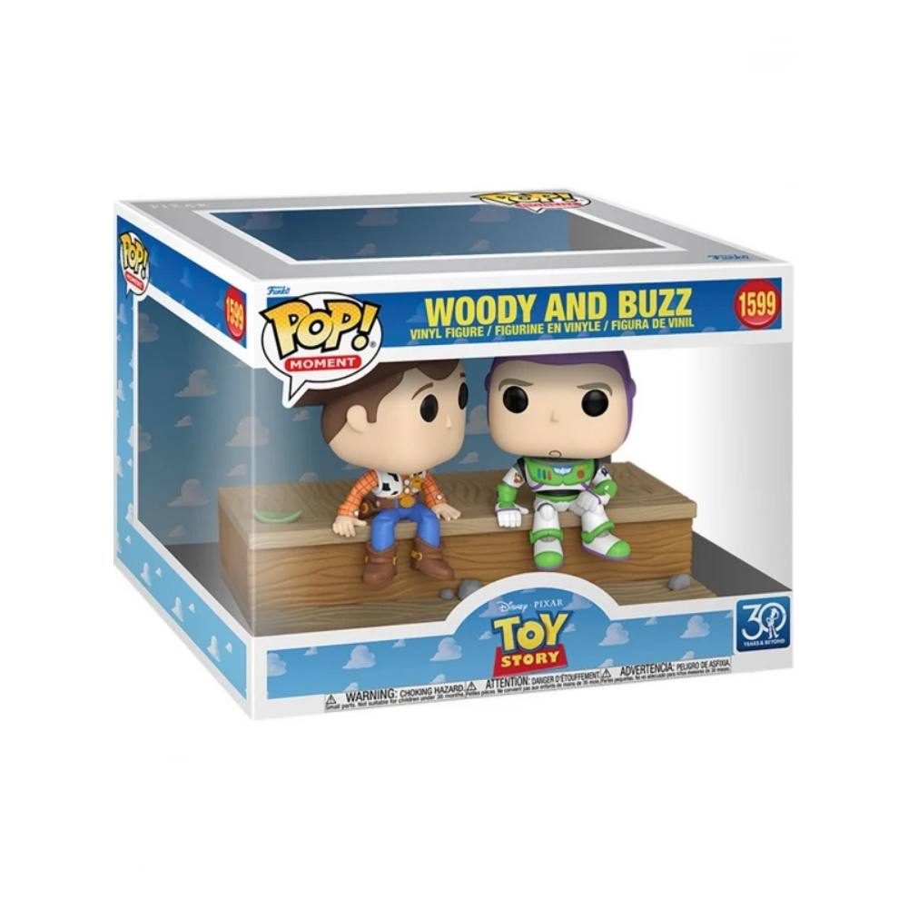Funko Pop! vinyl figures of Woody and Buzz from Toy Story in their packaging. Malta