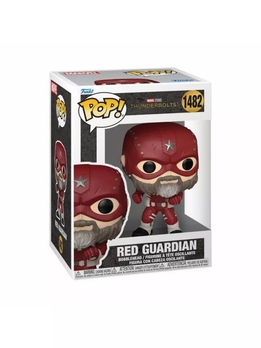 Funko POP! Vinyl Red Guardian figure from Marvel Thunderbolts, packaged in a collector-friendly window display box.